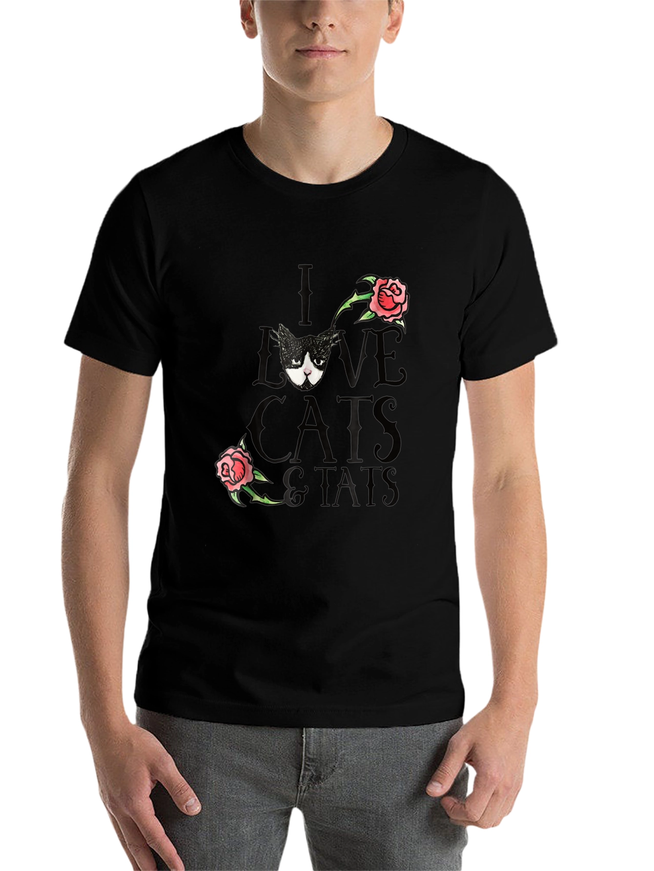 I Love Cats & Tats T-Shirt - Black Tee