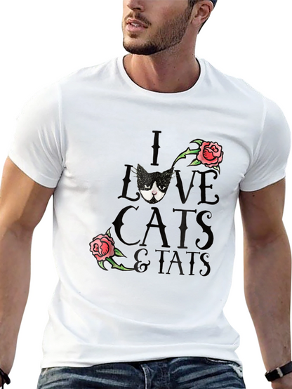 I Love Cats & Tats T-Shirt - Black Tee