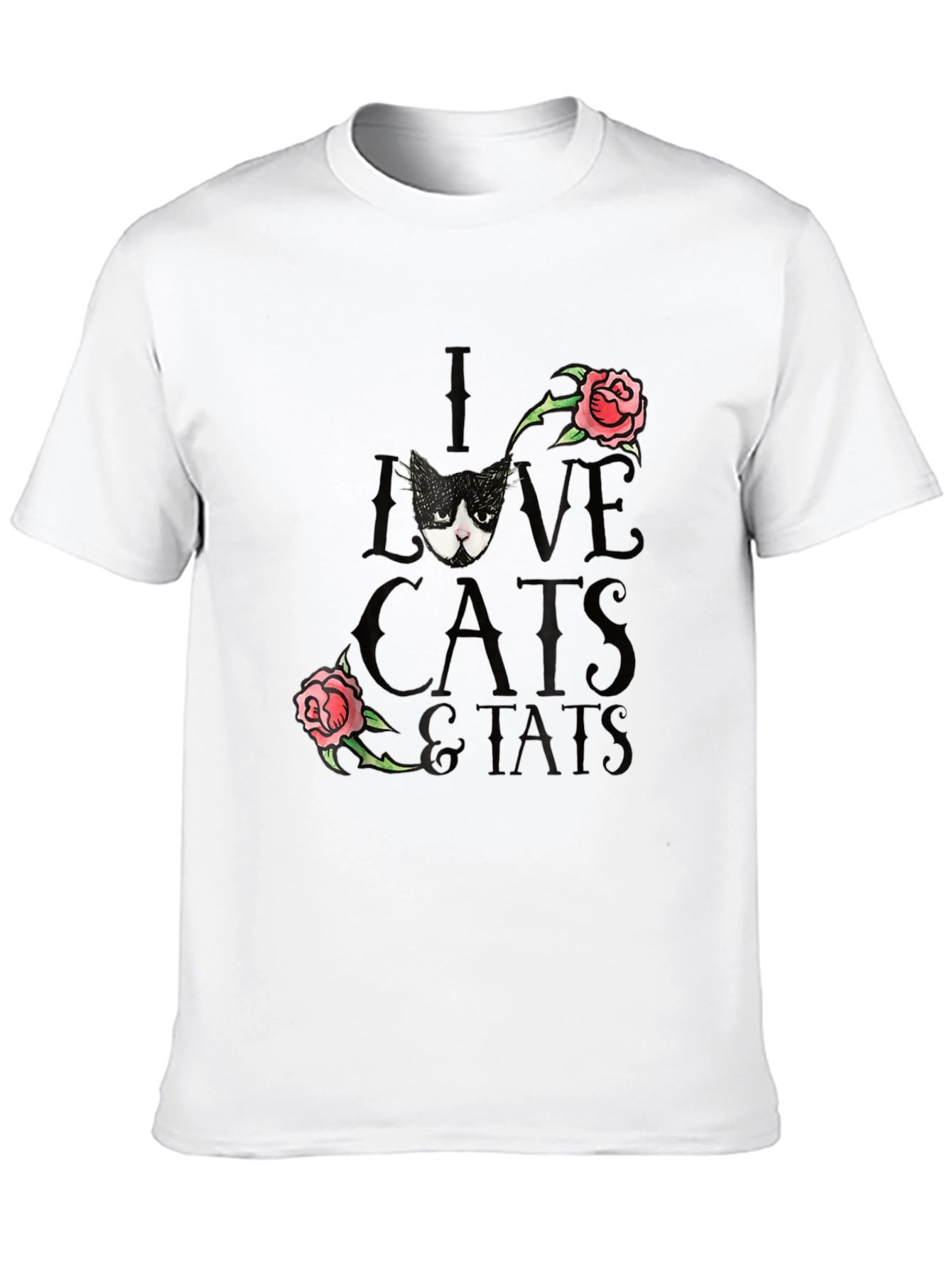 I Love Cats & Tats T-Shirt - Black Tee