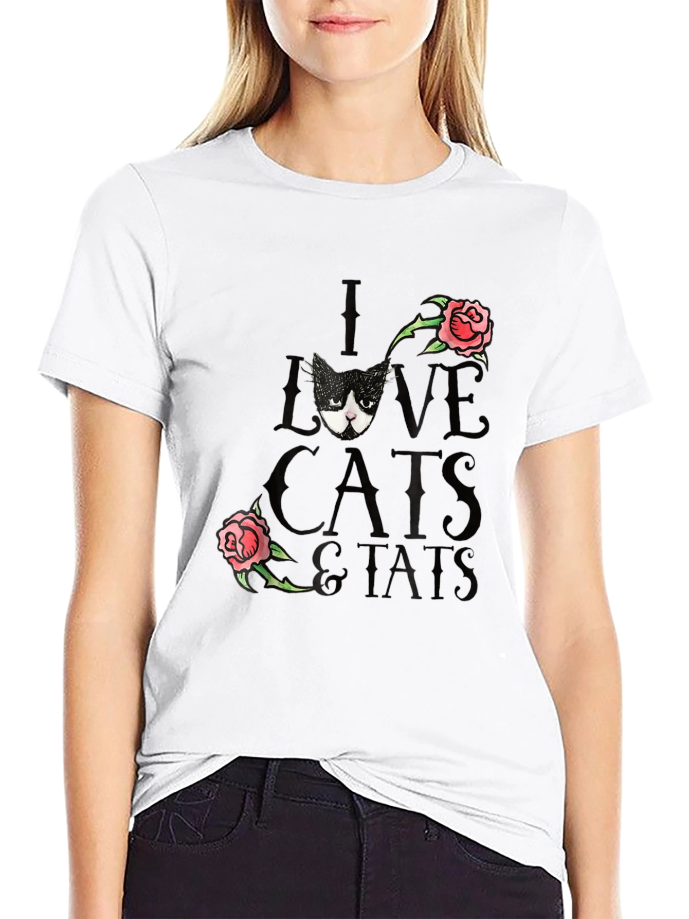 I Love Cats & Tats T-Shirt - Black Tee