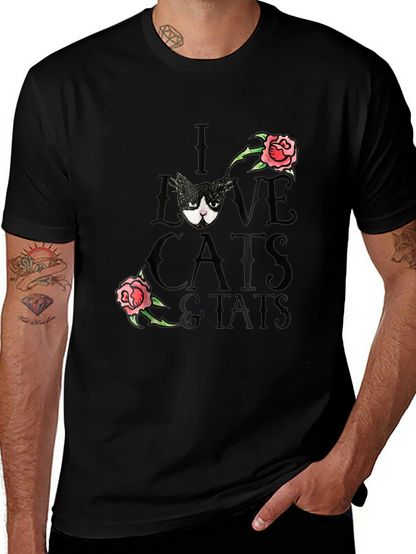 I Love Cats & Tats T-Shirt - Black Tee