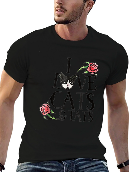 I Love Cats & Tats T-Shirt - Black Tee
