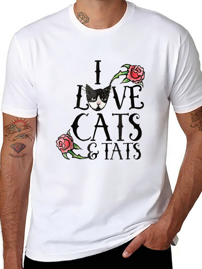 I Love Cats & Tats T-Shirt - Black Tee