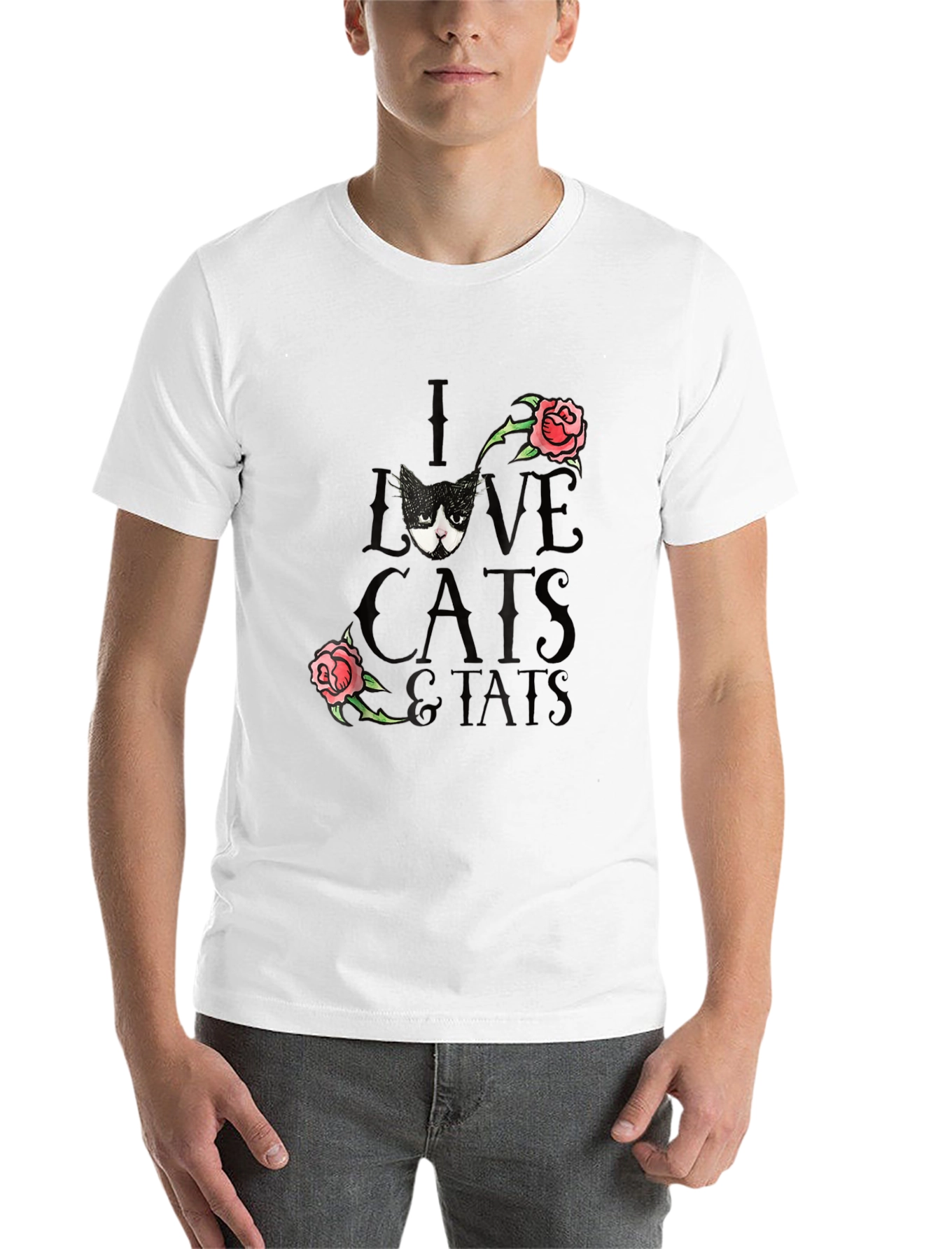 I Love Cats & Tats T-Shirt - Black Tee