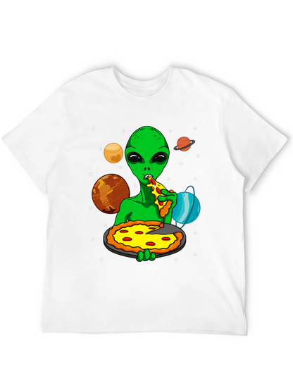 Alien Pizza Lover Graphic T-Shirt - Space Fun