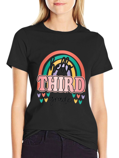 Hello Third Grade Retro Rainbow T-Shirt