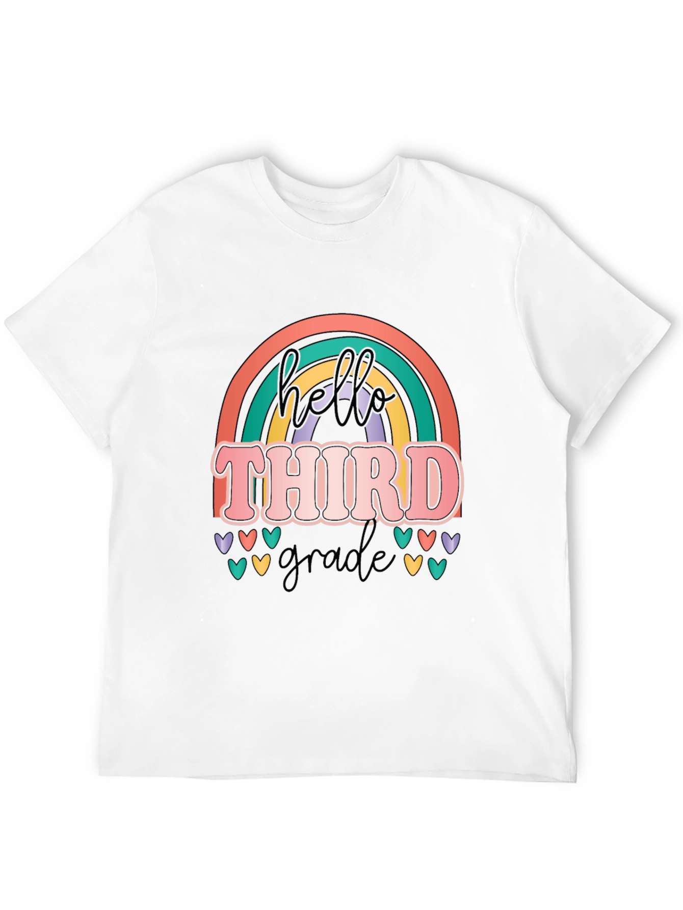 Hello Third Grade Retro Rainbow T-Shirt