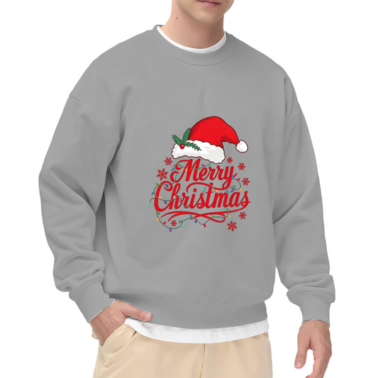 Merry Christmas Santa Hat Lights Xmas Crewneck Sweatshirt