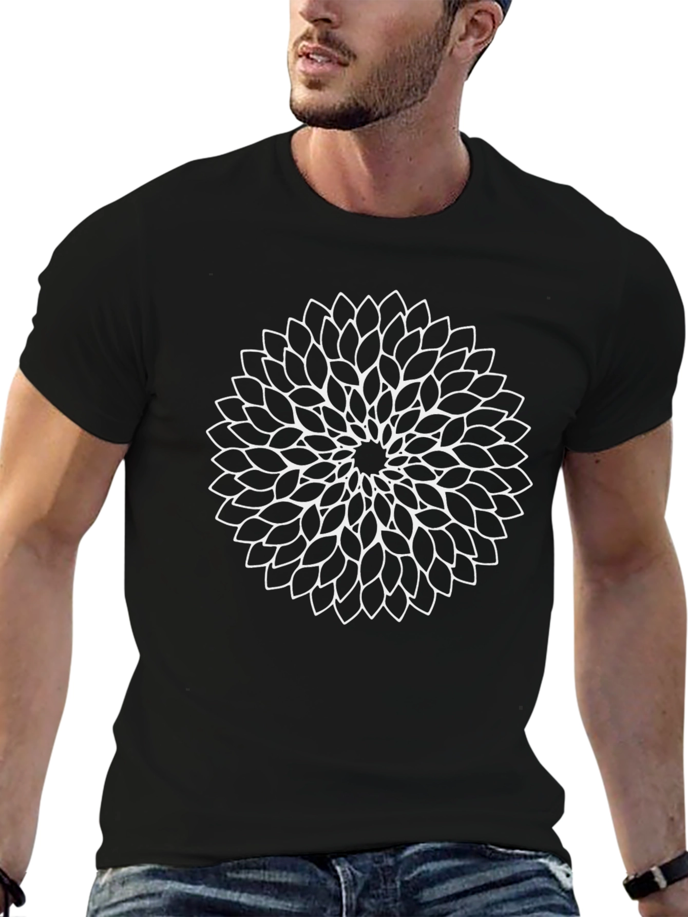 Floral Mandala Graphic Black Tee