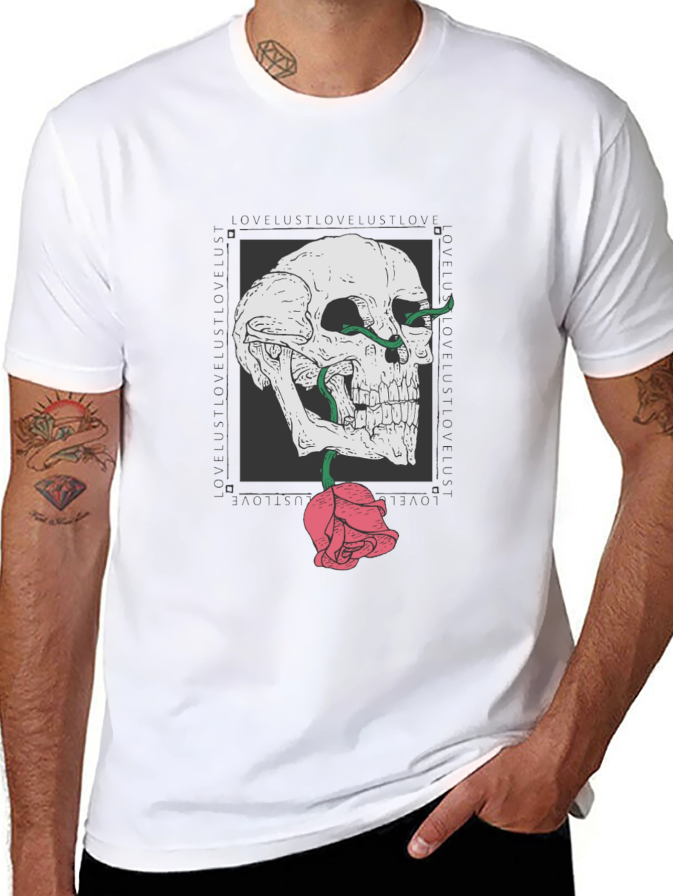 Skull & Rose Graphic T-Shirt - Edgy Streetwear