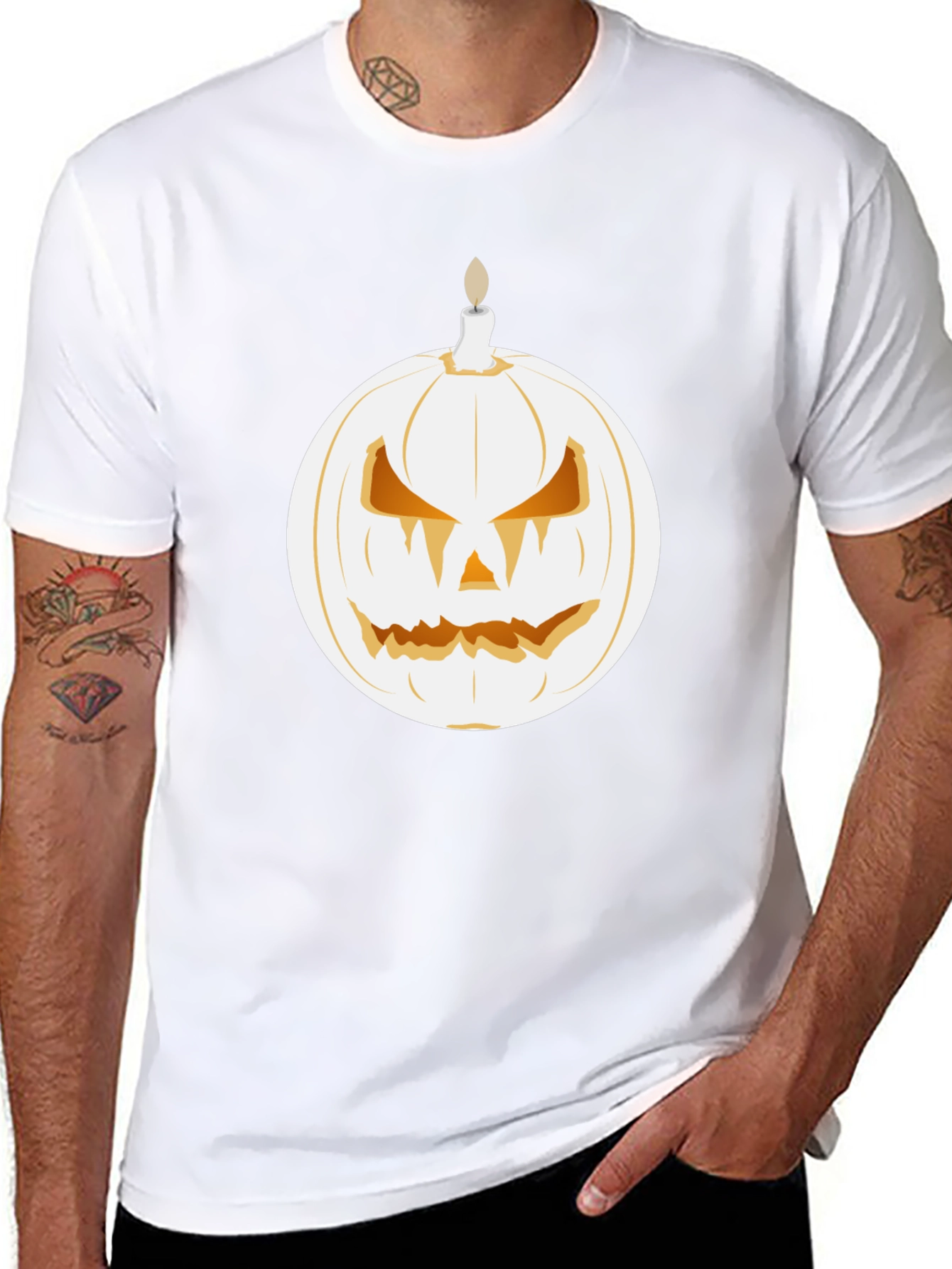 Spooky Pumpkin Candle Graphic Tee - Halloween Shirt