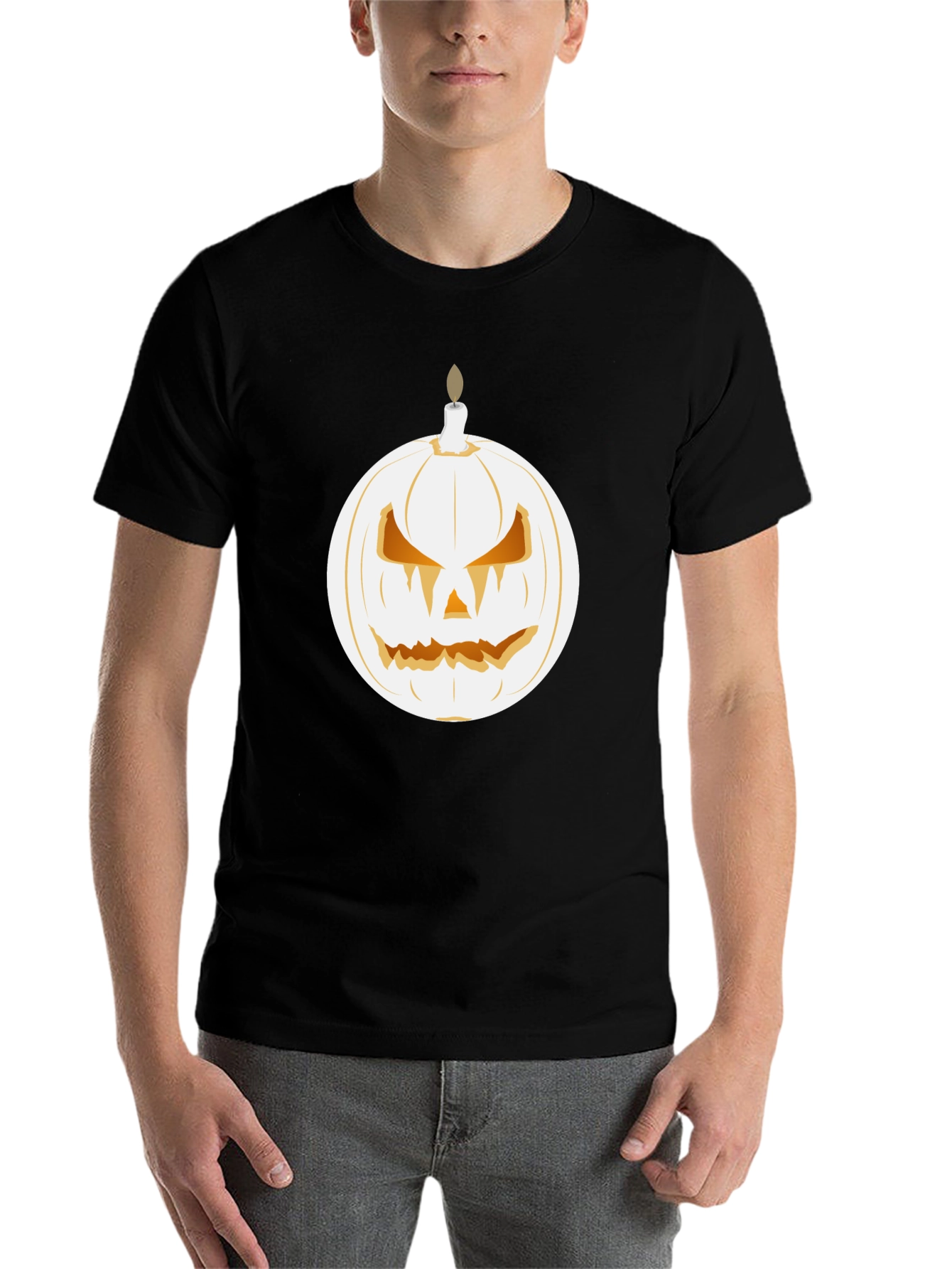 Spooky Pumpkin Candle Graphic Tee - Halloween Shirt