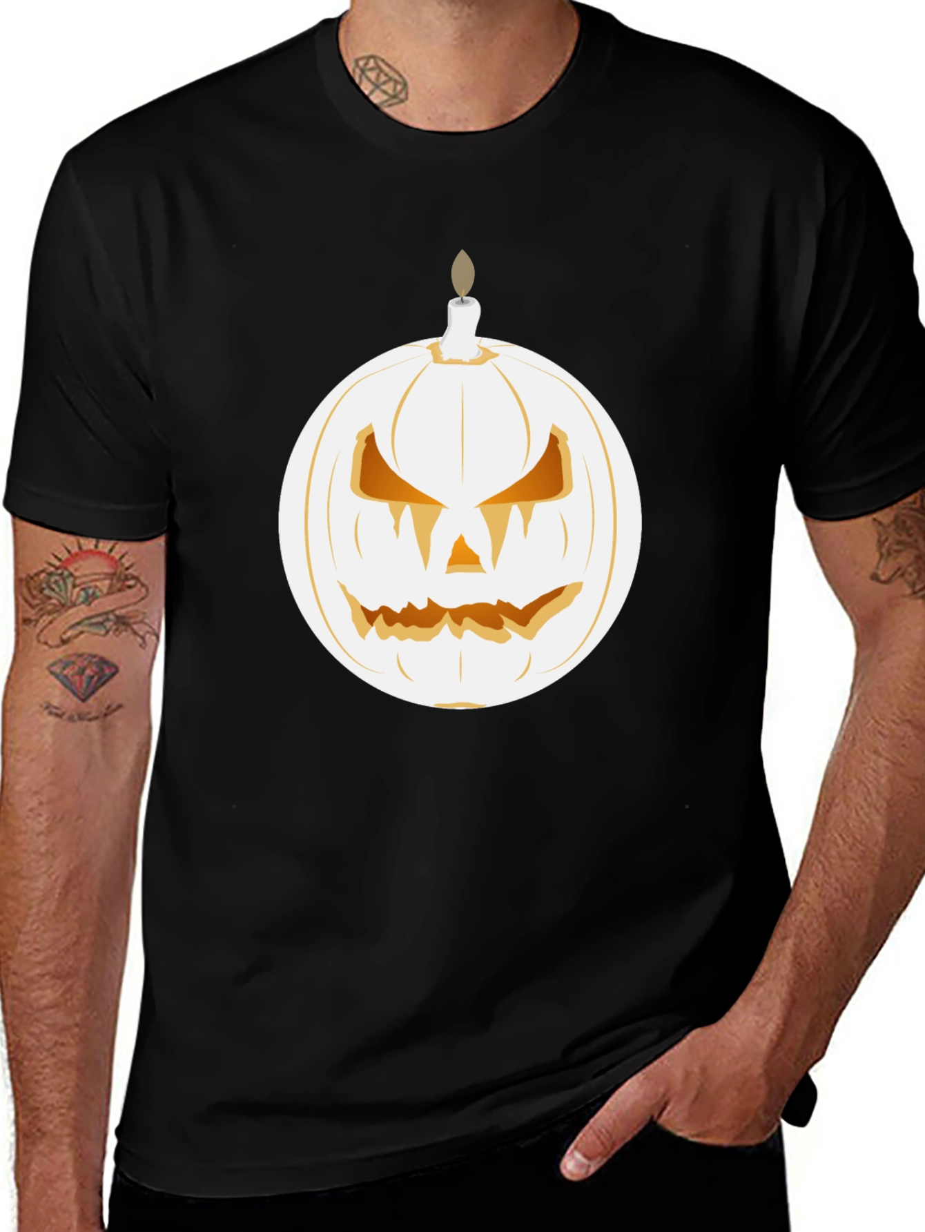 Spooky Pumpkin Candle Graphic Tee - Halloween Shirt
