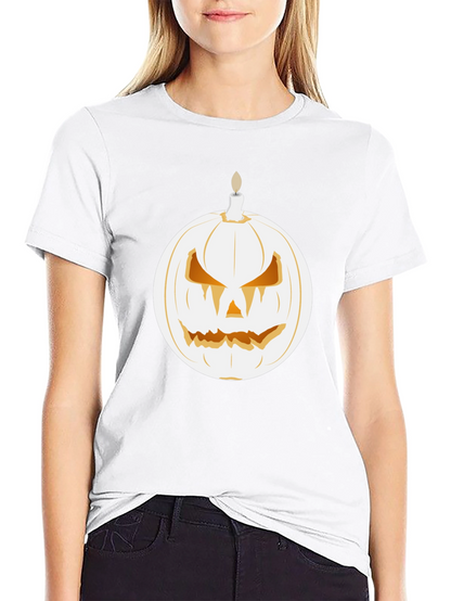 Spooky Pumpkin Candle Graphic Tee - Halloween Shirt