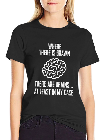 Humorous Brains & Brawn Black T-Shirt