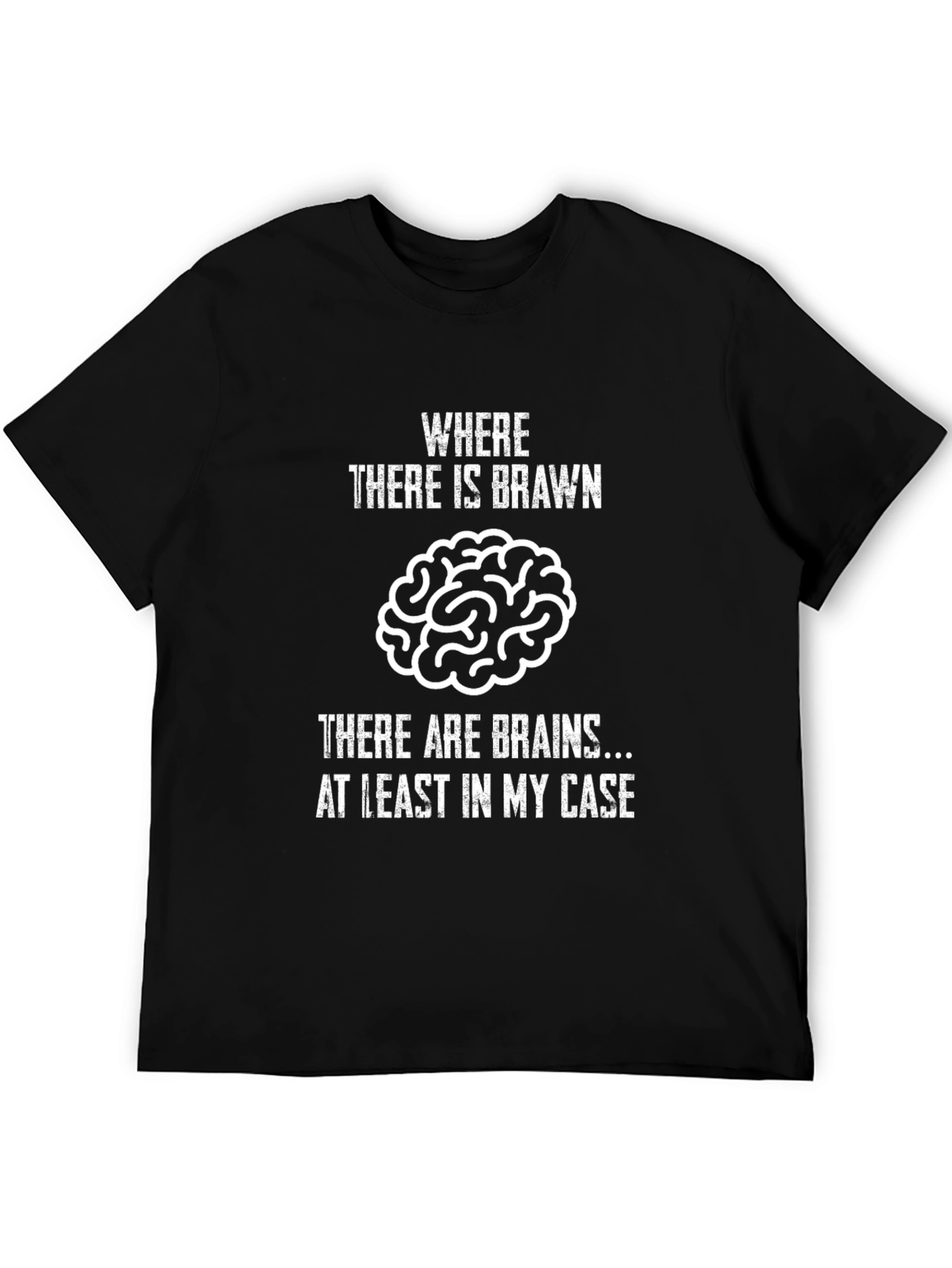 Humorous Brains & Brawn Black T-Shirt
