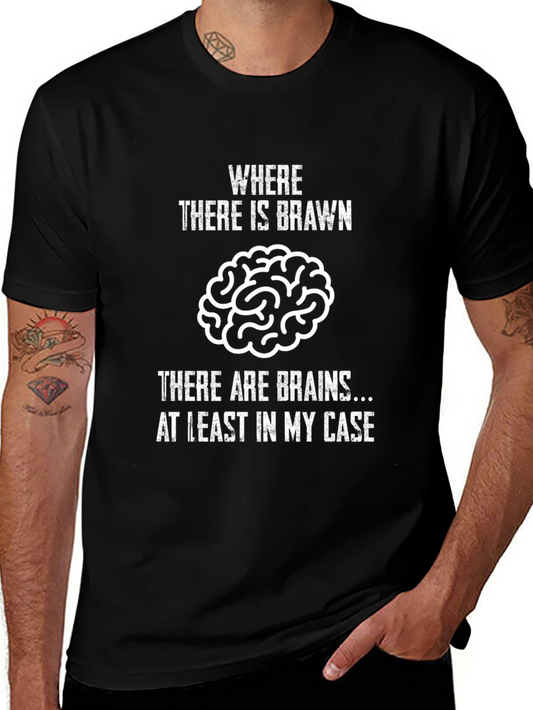Humorous Brains & Brawn Black T-Shirt