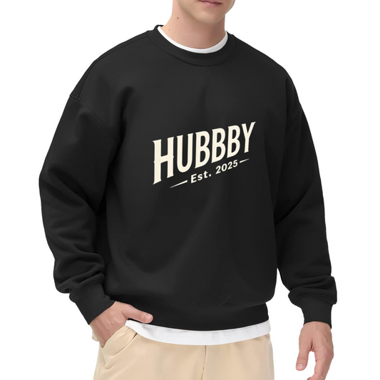 Vintage Hubby Est 2025 Wedding Couple Crewneck Sweatshirt
