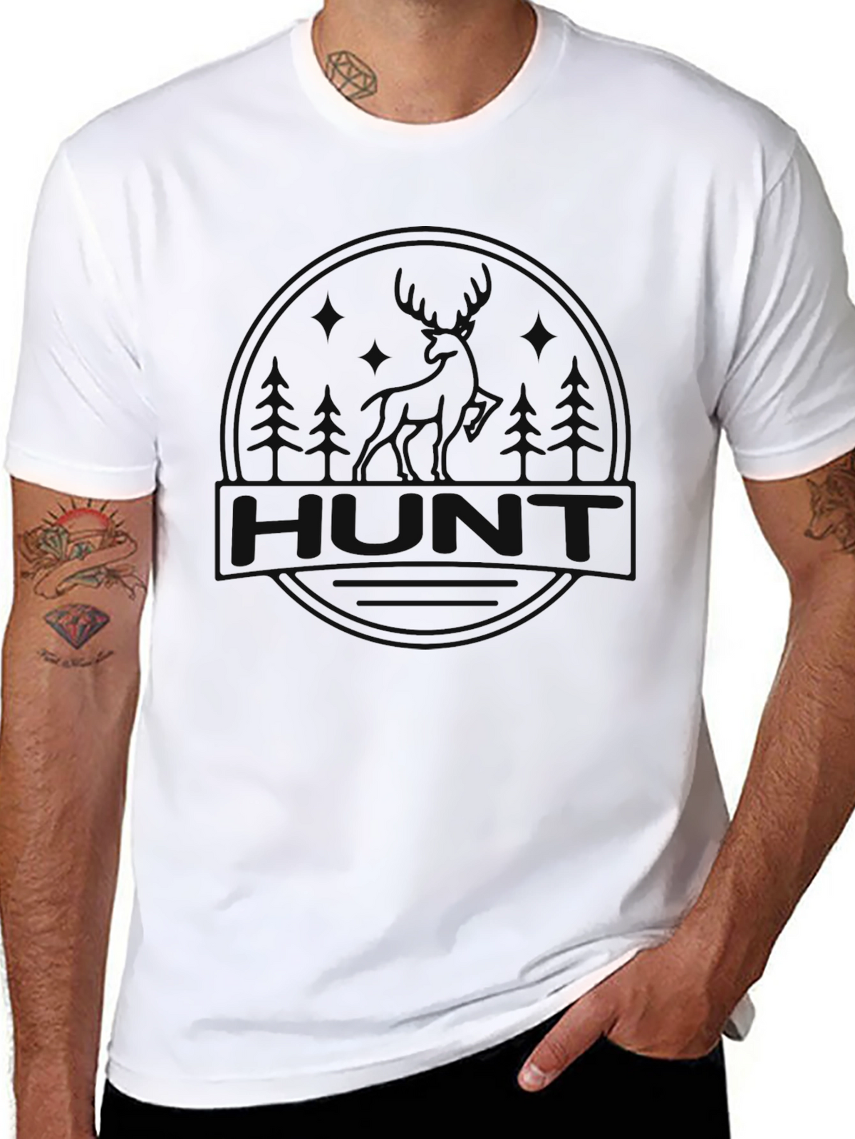 Mens Black Hunt Graphic T-Shirt