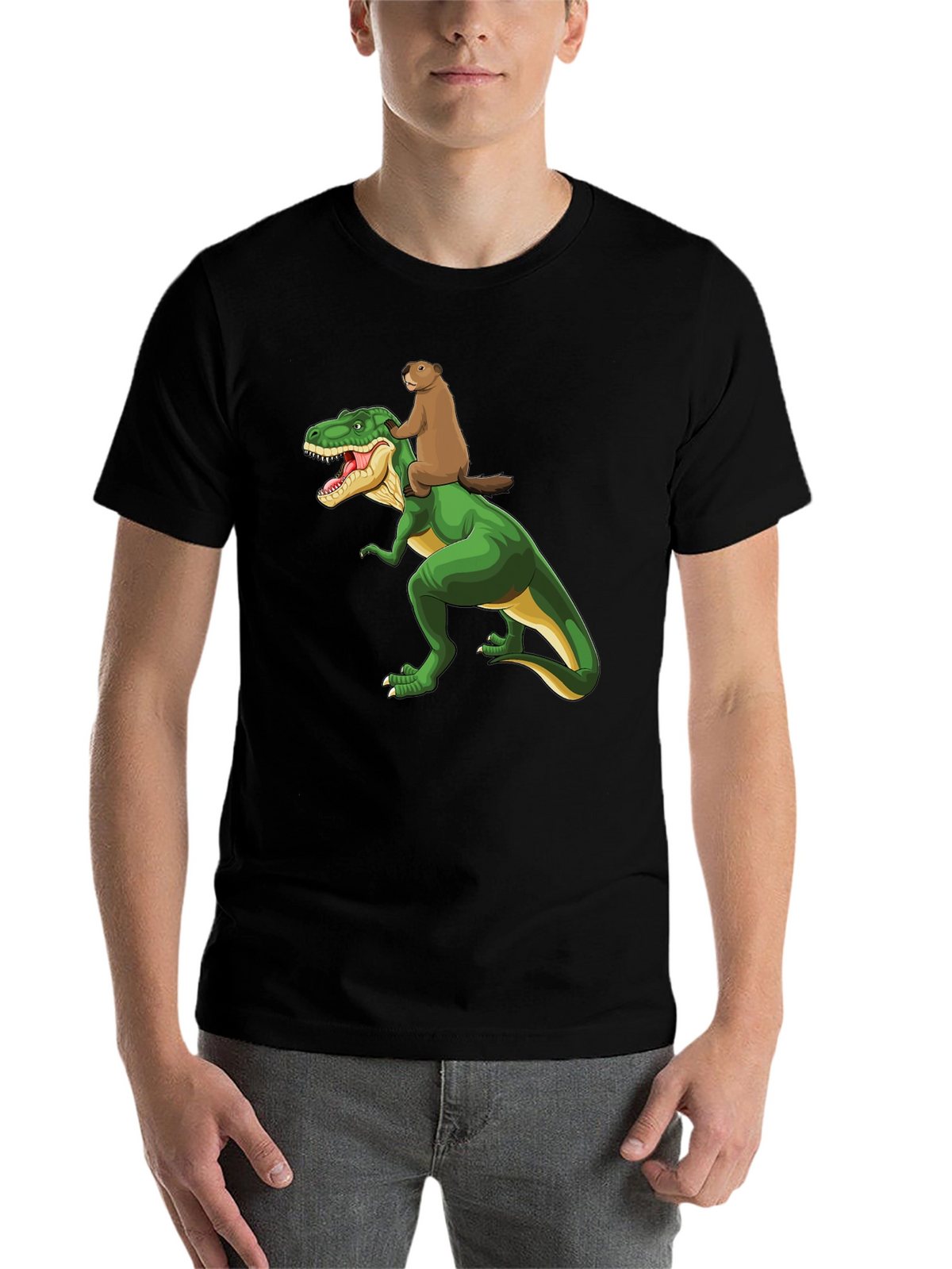 Dinosaur & Beaver Cartoon T-Shirt