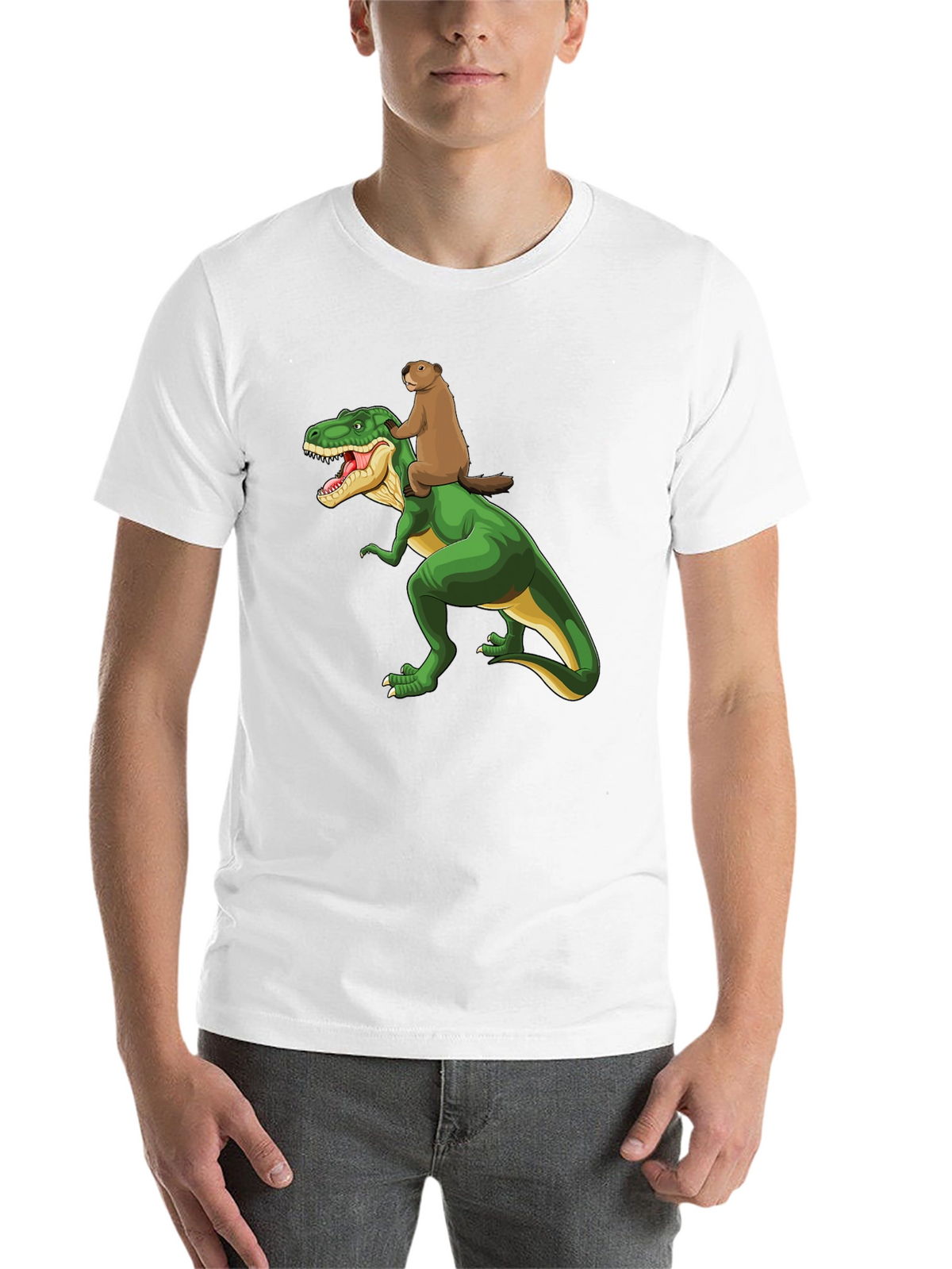 Dinosaur & Beaver Cartoon T-Shirt