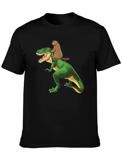 Dinosaur & Beaver Cartoon T-Shirt