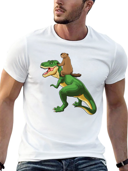 Dinosaur & Beaver Cartoon T-Shirt
