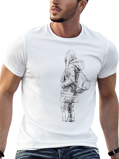 Mens Black Graphic Tee - Unique Design