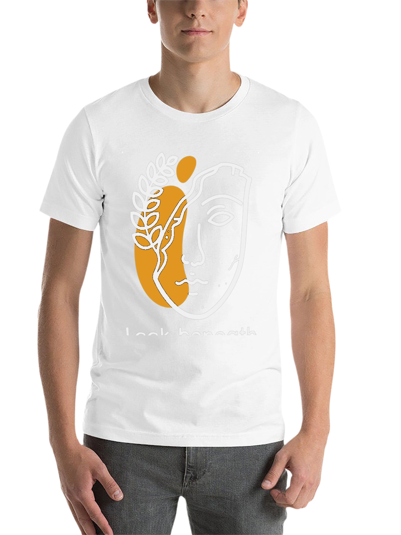 Abstract Face Graphic Print Black T-Shirt