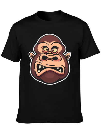 Cartoon Gorilla Graphic Black T-Shirt