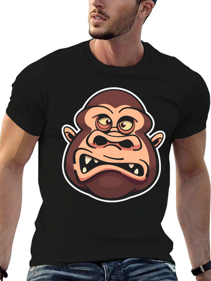 Cartoon Gorilla Graphic Black T-Shirt
