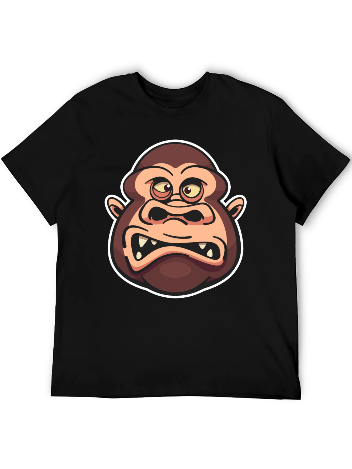 Cartoon Gorilla Graphic Black T-Shirt