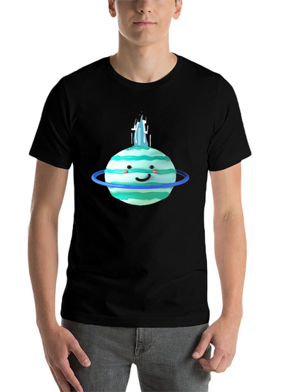 Cute Planet Graphic Tee - Black Cotton T-Shirt