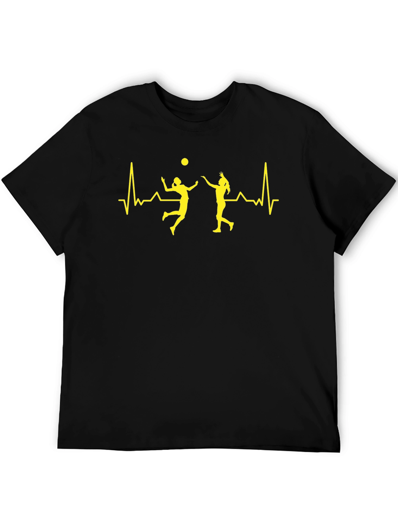 Volleyball Heartbeat Graphic Tee - Black