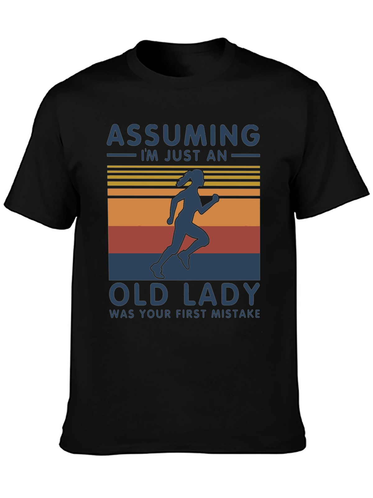 Assuming Old Lady Black Graphic T-Shirt
