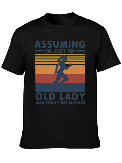 Assuming Old Lady Black Graphic T-Shirt
