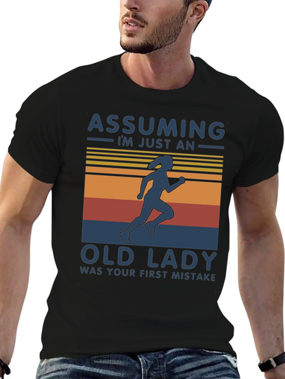 Assuming Old Lady Black Graphic T-Shirt
