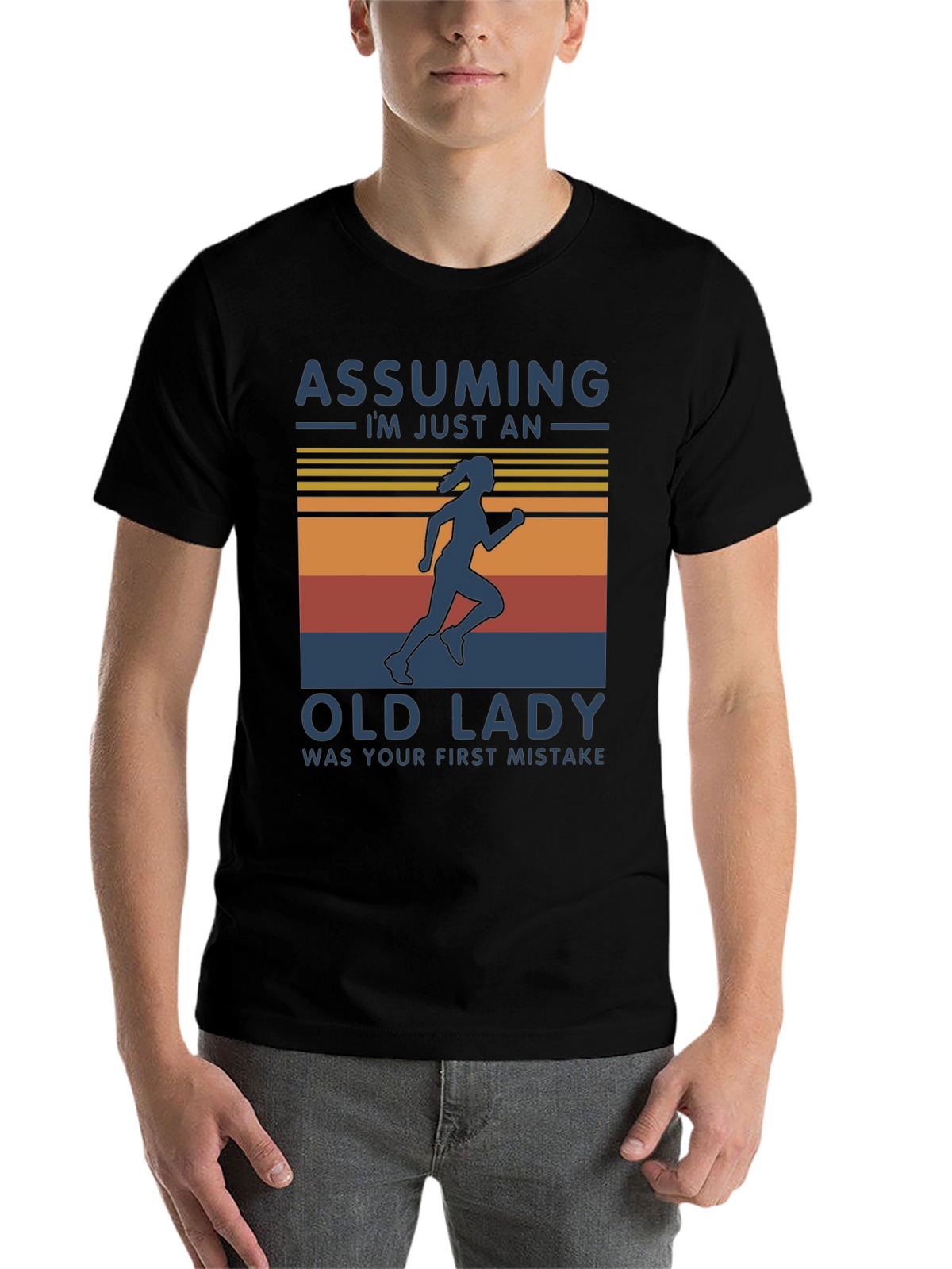 Assuming Old Lady Black Graphic T-Shirt