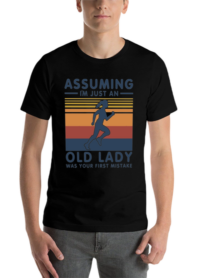 Assuming Old Lady Black Graphic T-Shirt