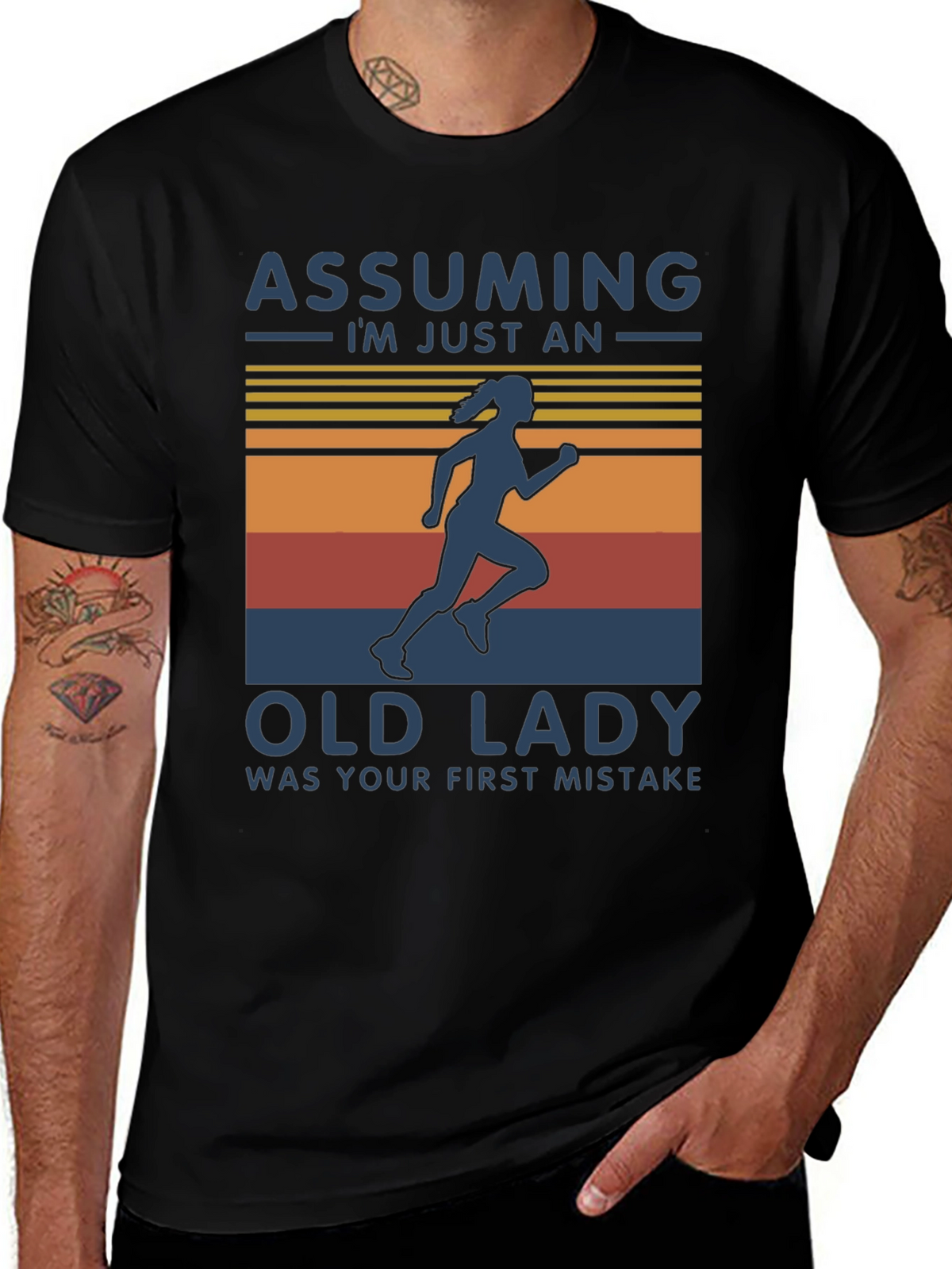 Assuming Old Lady Black Graphic T-Shirt