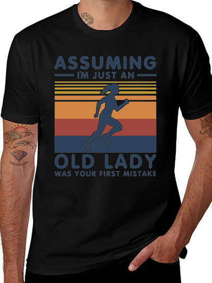 Assuming Old Lady Black Graphic T-Shirt