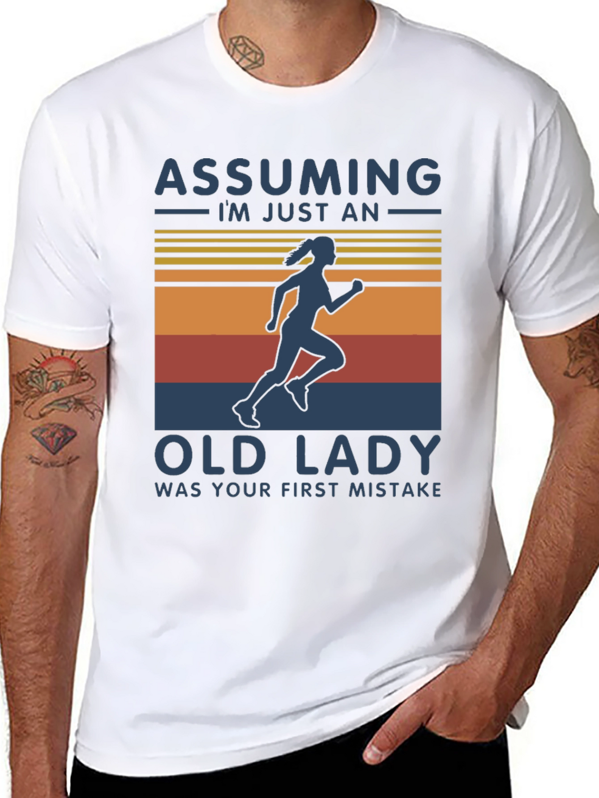 Assuming Old Lady Black Graphic T-Shirt