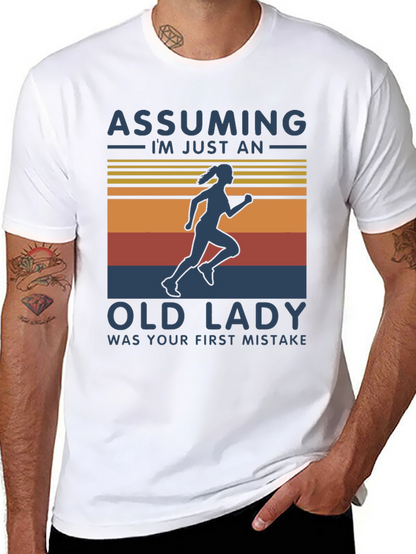 Assuming Old Lady Black Graphic T-Shirt