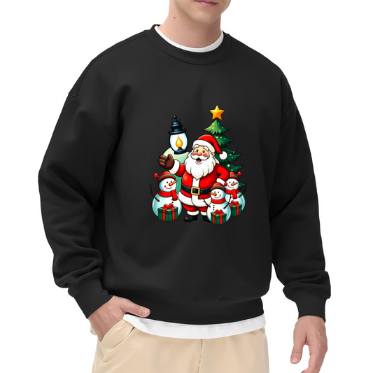 Cute Santa Snowman Christmas Holiday Crewneck