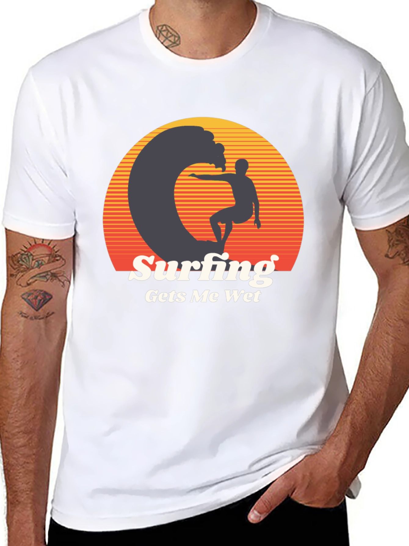 Surfing Gets Me Wet Graphic Tee