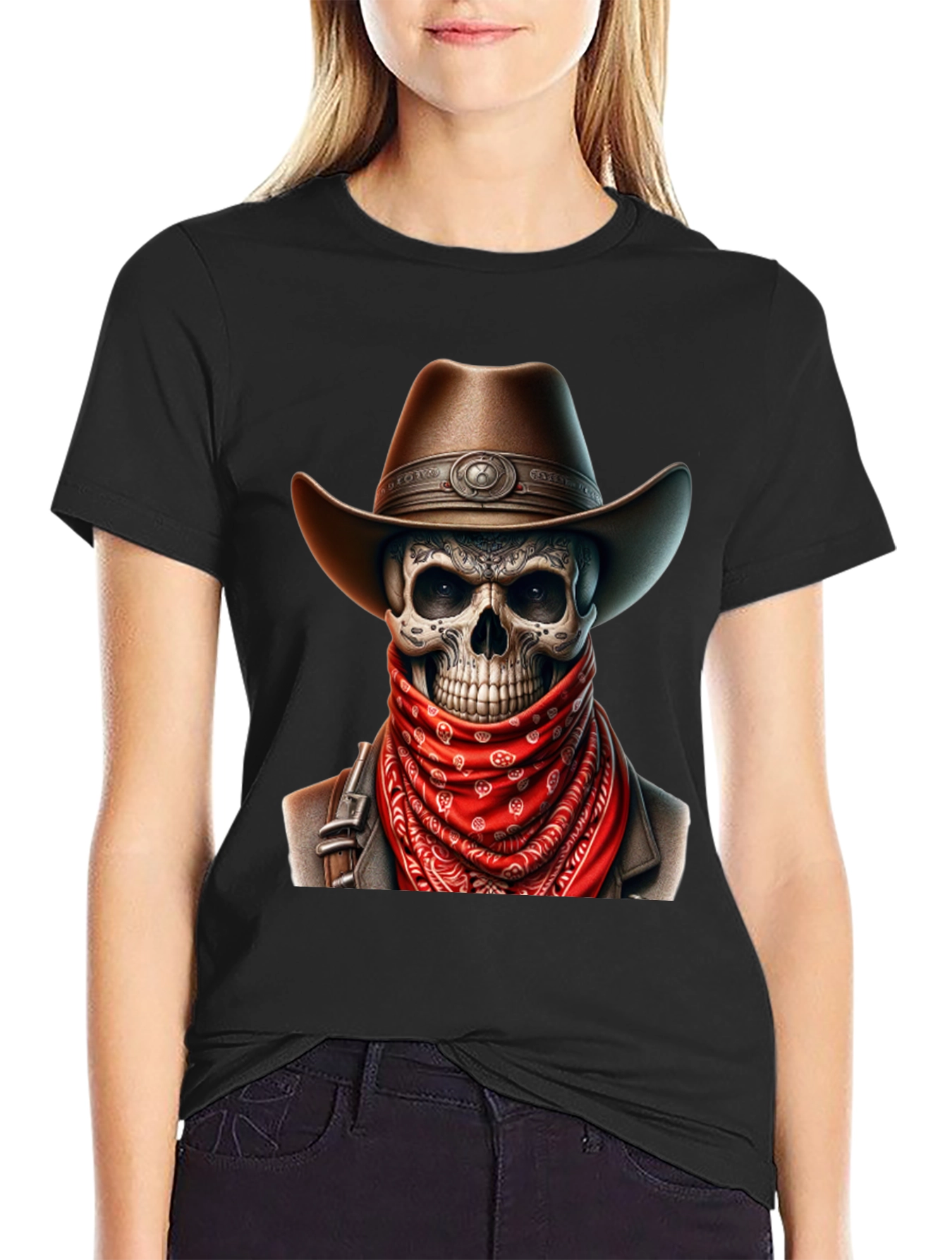 Cowboy Skull Graphic Tee - Black
