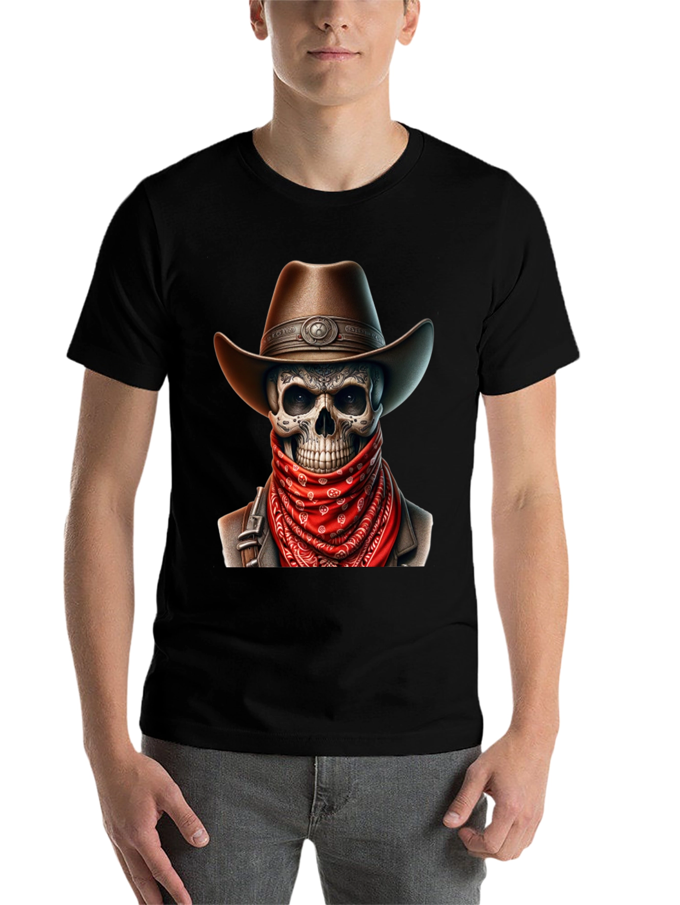 Cowboy Skull Graphic Tee - Black