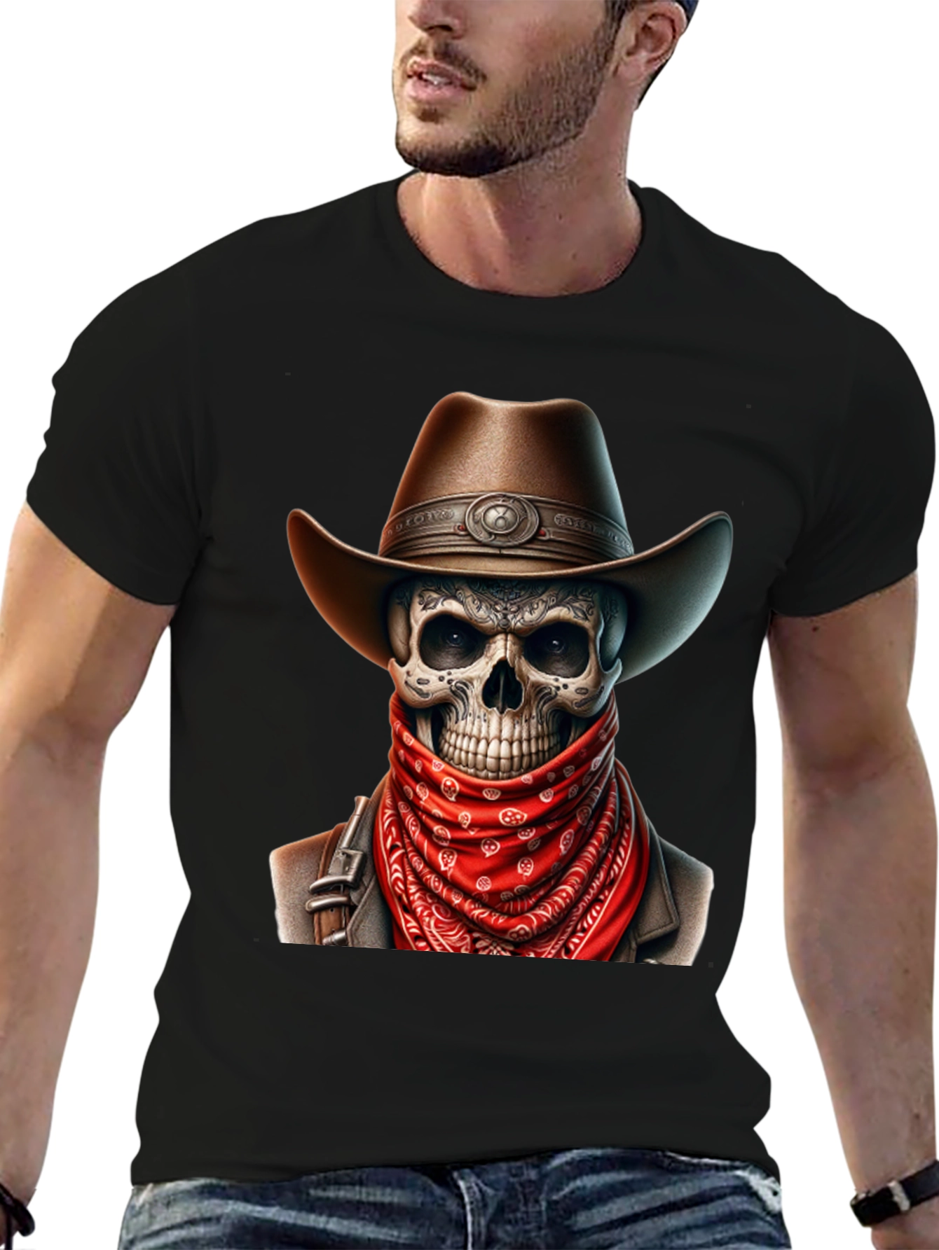 Cowboy Skull Graphic Tee - Black