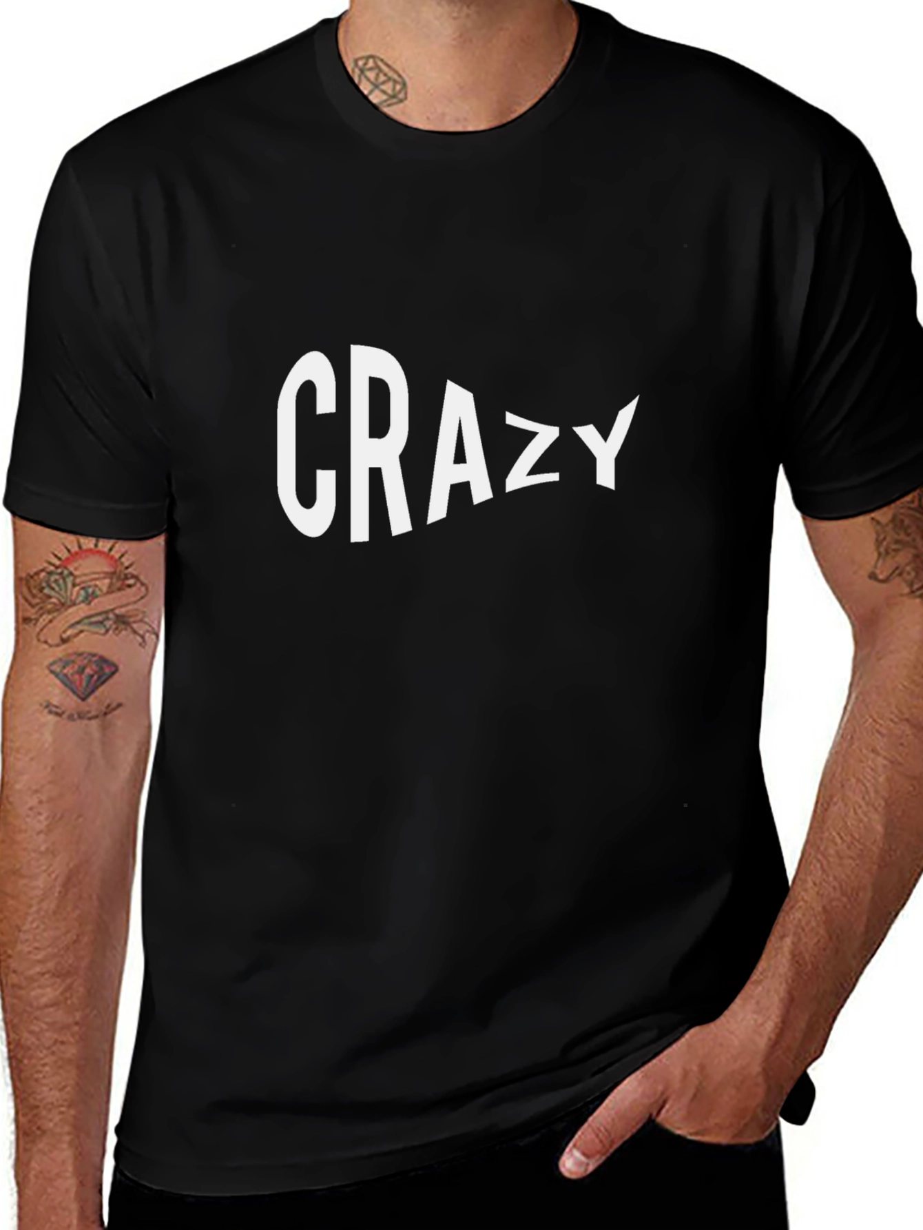 Crazy Graphic Black T-Shirt - Mens Casual Tee