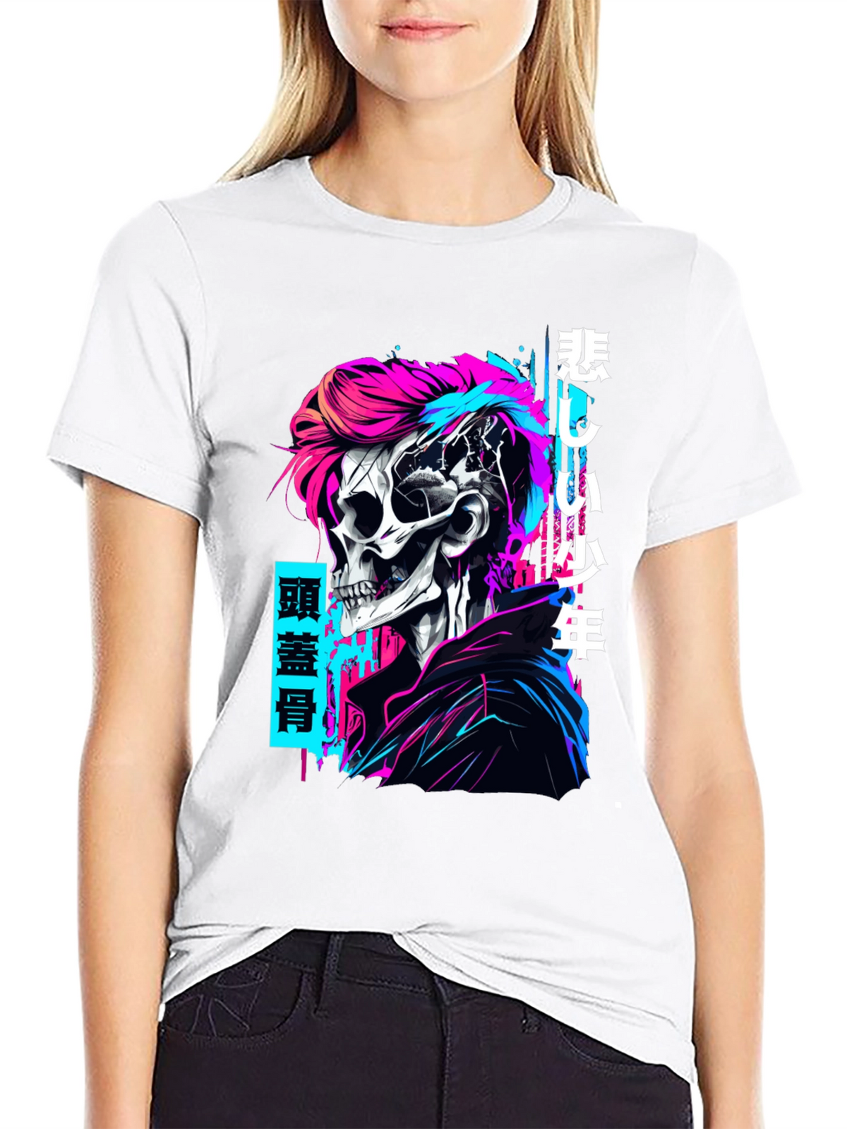 Cyberpunk Skull Graphic T-Shirt - Edgy Style
